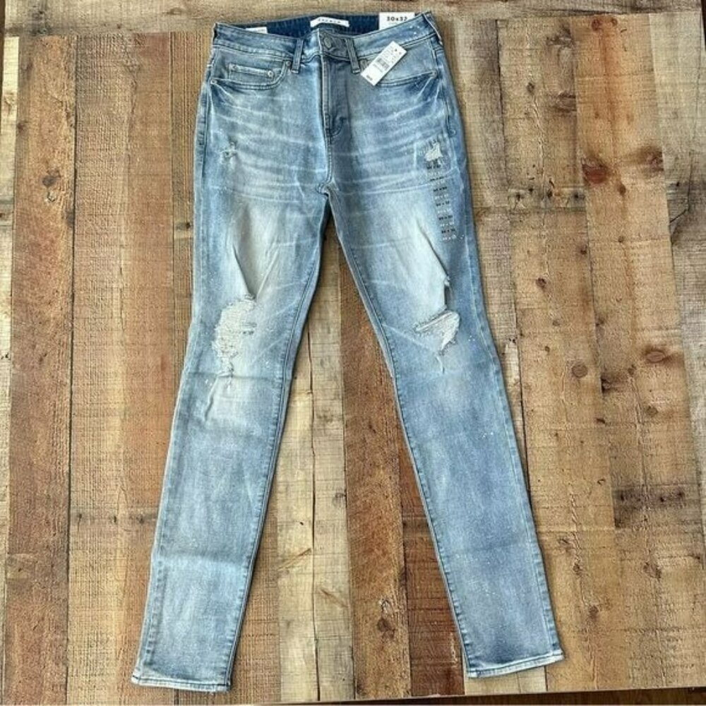 Pacsun Stacked Skinny distressed Jeans blue men's 30x32